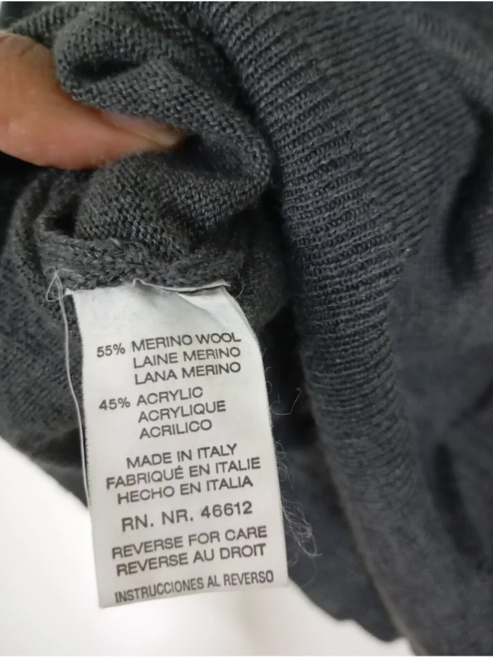 Alan Stuart Italy Mock Neck Merino Wool Blend Sweater Size M Dark Gray Mens